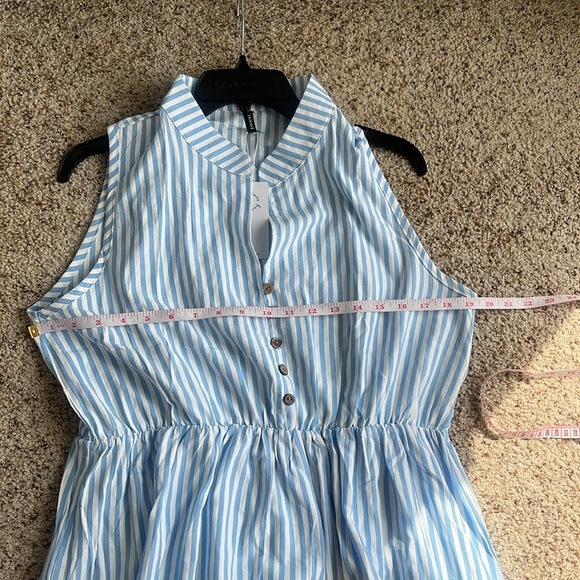 brovave Striped Blue Sleeveless tiered Midi Dress - Picture 8 of 12